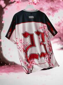 ROMWE MEN Men's Anime Print Short Sleeve T-Shirt, Suitable For Spring And Summer - Pink - View 3