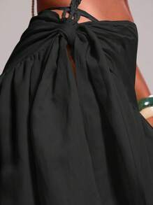 MUSERA Váy maxi cạp thấp buộc dây bên hông, kiểu dáng gợi cảm, thích hợp cho kỳ nghỉ hè, lễ hội, đi biển, lãng mạn, thanh lịch, tiệc tùng, mùa xuân, đồ bơi, lễ Phục sinh. - màu đen - Xem 6