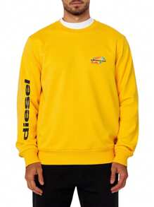 Diesel Men's Crew Neck Long Sleeve Casual Loose Pullover Sweatshirt - Yellow - View 1