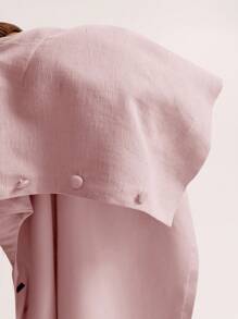 SHEIN BAE 1 chiếc áo không tay cài nút đơn giản thoải mái bằng vải lanh, thích hợp cho bữa sáng muộn, đi chơi, hẹn hò, đi làm, đi du ngoạn dành cho nữ, áo cánh dành cho nữ, mùa hè - Màu Hồng baby - Xem 4