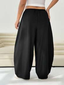 Solflare 女士大码休闲黑色阔腿裤
