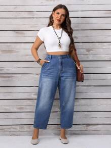 EMERY ROSE 大码女式口袋设计锥形休闲百搭牛仔裤