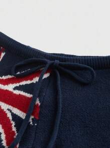 ROMWE Avant 复古美式街头英国国旗提花女式韩流毛衣短裤套装