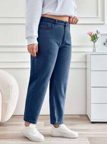 EURMUSE Quần Jeans Co Giãn Lưng Cao Giặt Thường Ngày Size Lớn - Rửa trung bình - Xem 5