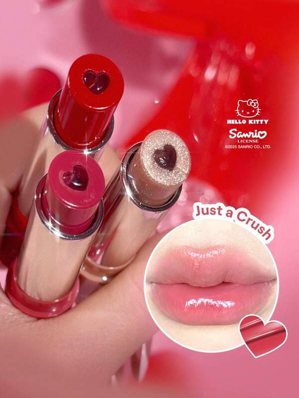Hello Kitty｜SHEGLAM Be My Baby Hydrating Lipstick-Just A Crush Brand Beauty Makeup Face Paint Cosmetic For Women Girls Perfect For Fall Winter Ideal For Y2K Fancy Fashion Suitable For Birthday Christmas Present Party Ready Best Color