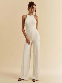 SHEIN BAE Bộ đồ liền thân hở lưng gợi cảm mùa hè cho nữ Bộ đồ liền thân màu đen Đồ bơi một mảnh đi biển Đồ bơi đi chơi đêm Trang phục đi nghỉ - Màu be - Xem 4