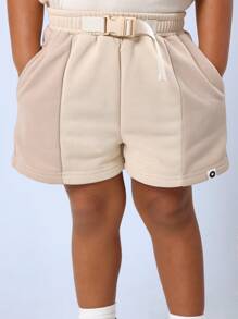 SUMWON Pantaloncini pieghettati per bambini con vita con coulisse, casual estivi per scuola e tempo libero, con fascia elastica, lunghezza ginocchio, comodi, da indossare in primavera, estate e autunno, anche per le vacanze