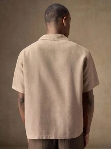 AKNOTIC Business Casual 男士白色花卉刺绣卡其色休闲修身短袖 Polo 衫，适合夏季、秋季、度假、日常穿着、派对、情侣装、男士礼物 - 棕色 - 查看 5