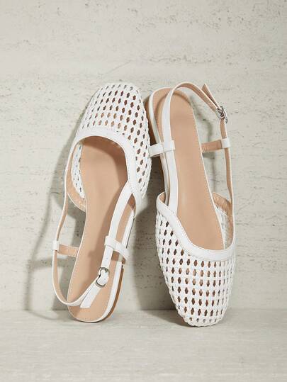 Solezae 女士尖头舒适柔软 PU 一脚蹬平底鞋