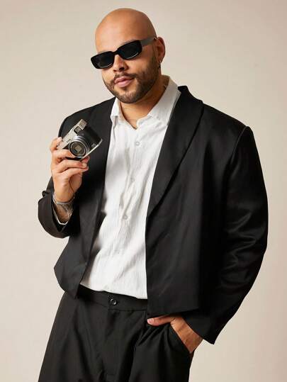 EASEVO Plusstorlekar Herr Casual Vävd Jacka, Långärmad, För Höst/Vinter