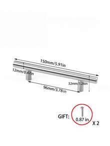1/4 件银色不锈钢橱柜拉手，现代厨房和浴室橱柜抽屉门五金替换拉手 - 銀色 - 查看 8