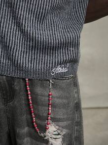 PAVTROS Chaleco casual con diseño de malla floral de estilo europeo y americano de Manfinity Streetrush para hombres, moda callejera genial para volver a la escuela - Multicolor - Ver 5