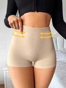 SHEIN 女士无缝束腰提拉内衣短裤，塑身裤，1 件 - 杏色 - 查看 6