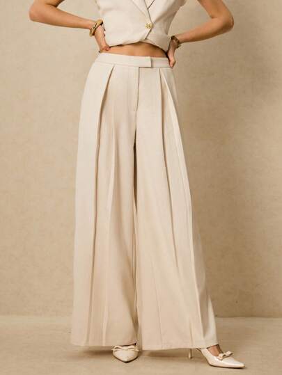 Poéselle 女士休闲通勤简约纯色阔腿裤