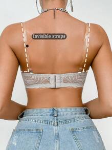 SHEIN Skin-Friendly Comfortable Simple Women Camisole Bras (With Transparent Shoulder Straps) - Light Grey - View 2