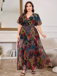 Modelyn Đầm tay ngắn cổ chữ V in loe sang trọng thanh lịch mới - Nhiều màu - Xem 4