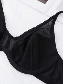 SHEIN 1 Áo ngực nâng ngực không gọng lưới gợi cảm tối giản - màu đen - Xem 8