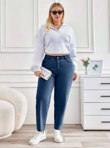EURMUSE Quần Jeans Co Giãn Lưng Cao Giặt Thường Ngày Size Lớn - Rửa trung bình - Xem 3
