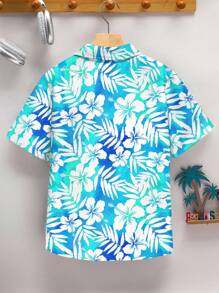 SHEIN Camicia polo a maniche corte da ragazzo pre-adolescente con motivo stampato, casual