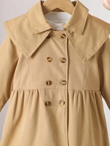 New Arrival Young Girls Fashion Casual Classic Elegant Princess Style Cinched Waist Khaki Windbreaker Coat For Autumn Fall Winter - Khaki - View 7