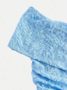 SHEIN Girlism TEENGIRL 露肩优雅蕾丝修身T恤，学院风T恤，适合婚礼服装 - 藍色 - 查看 3