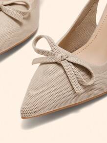 CUCCOO BASICS Giày cao gót nữ thời trang, quai hậu bằng vải, gót chunky, mũi nhọn, chất liệu da PU, thích hợp cho đi làm, hẹn hò, dự tiệc, du lịch, dịp Giáng sinh và mùa xuân. - Màu be - Xem 5