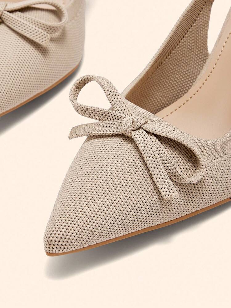 CUCCOO BASICS Women's Fashion Fabric Back Strap Chunky Heel Pointed Toe PU Leather Slingback Pumps, Suitable For Commuting, Date, Party, Vacation For Christmas Spring Shoes