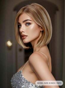 蜜棕色钢琴色 13*4 蕾丝前部假发透明蕾丝直发真人发短发波波头假发 100% 雷米真人发女士 - S4/613 - 查看 2