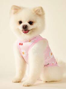 PETSIN 2pc Pet Cat Dog Universal Pink Daisy Cute Print Casual Comfortable Breathable Dog Vest - Multicolor - View 6