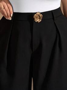 Chikora Plus Size Women Black Elegant Straight Leg Casual Office Pants,Business Casual Woman,Teacher,Y2k,Office,Women Summer,Airport,Old Money Style Women,Office Wear