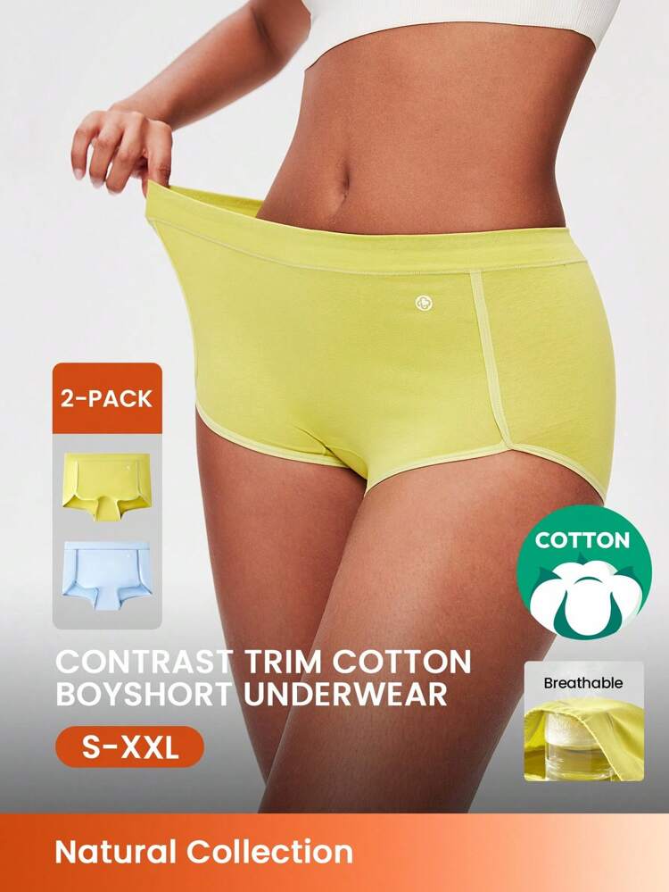 paquete de 2 pantaletas tipo short de cintura media de algodón transpirable para mujer, ropa interior activa con diseño colorido que también es adecuado como ropa exterior para adolescentes, jóvenes y niñas