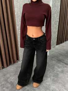 EURMUSE LOW RISE WIDELEG Y2K STYLE GREY JEAN - Black - View 3