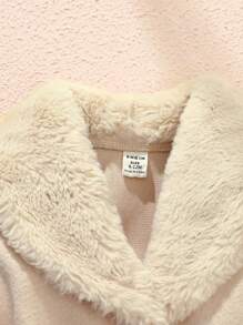 SHEIN Baby Girl Cute Casual Versatile Thickened Plush Coat Suitable For Autumn And Winter Daily Wear Fall - Apricot - View 7