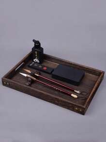 1 件木制托盘，矩形木制嵌套托盘，装饰性托盘拼盘，适合床上早餐、午餐、晚餐、露台、脚凳、咖啡桌、派对、盂兰盆节 - 紫紅色 - 查看 7