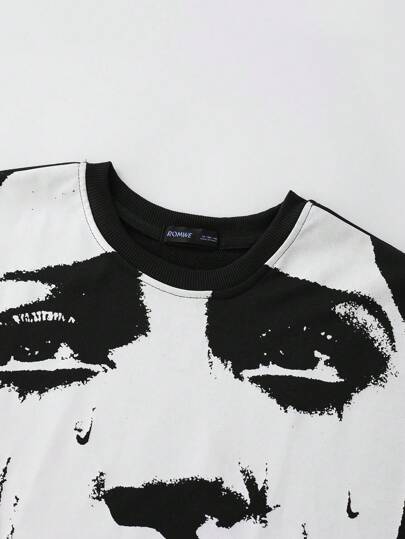Street Life Camiseta de tirantes suelta y corta con gráfico de retrato borroso para hombre