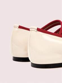 CUCCOO DOLLMOD Women's New Apricot Color Block Sweet & Mary Jane Flats - Apricot - View 8