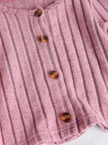 3pcs/Set Girls Casual Minimal Daily Open Front Round Neck Long Sleeve Short Jacket, Sleeveless Top And Straight Leg Rib Knit Pants, Autumn/Spring