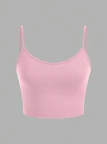 SHEIN EZwear 3 件粉色、橄榄绿、杏色女士修身短款休闲吊带背心，适合夏季 - 彩色 - 查看 10