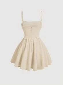 SHEIN MOD Vestido de verano con estructura de corsé fruncido de color blido - Albaricoque - Ver 2