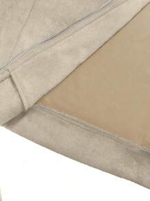 Juhart Plus Size Solid Color Pocket Zipper Casual Long Sleeve Jacket Fall Winter Cloth For Women Autumn