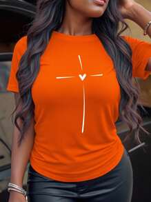 Maweii Plus Size Plain Short Sleeve Round Neck T-Shirt, Simple And Fashionable, Suitable For Summer