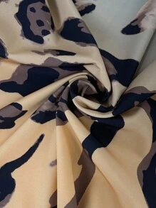 Elenzga 大码女式豹纹短袖前开休闲衬衫，春夏