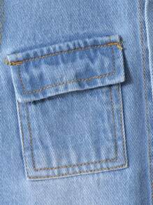 SHEIN Young Boy Blue Denim Sleeveless Hooded Vest