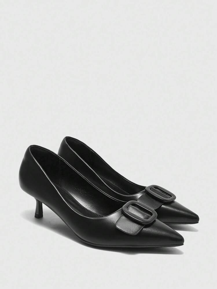 CUCCOO BIZCHIC Black Pointy Toe Cat Head Design Pumps, Comfortable And Fashion, Suitable For Commuting, Dating, Party, Vacation For Christmas Spring Shoes