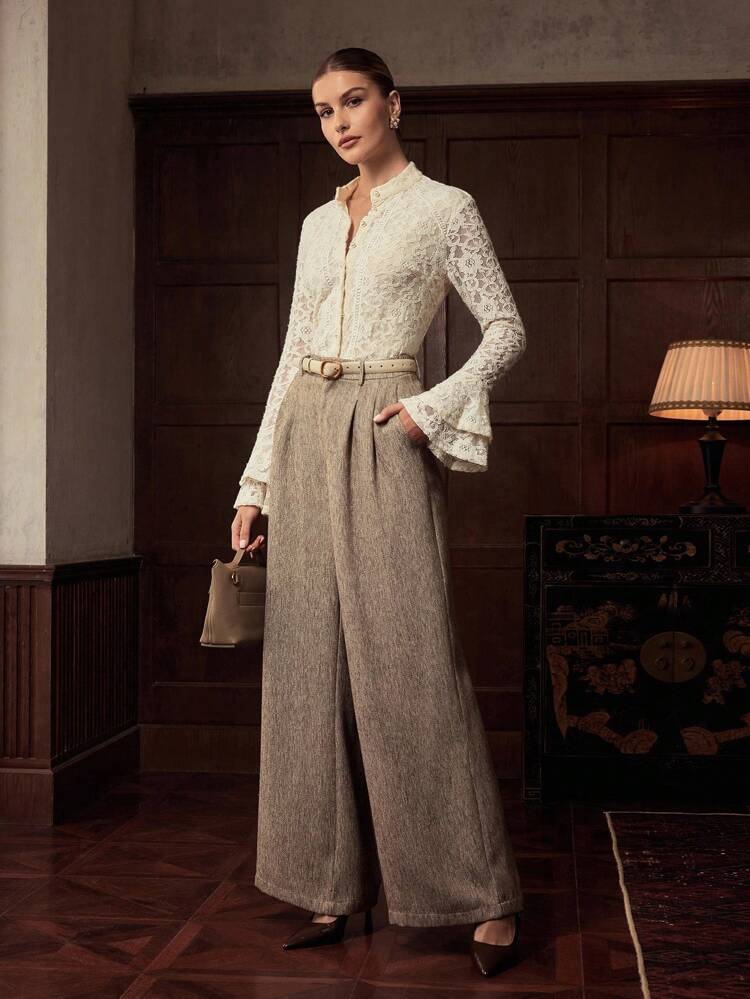 ZEYLAH LACE BUTTON UP BLOUSE