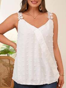 SHEIN Große Größen Lässig einfarbiges strukturiertes Trägershirt, Sommer