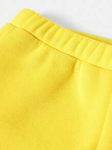 LOONEY TUNES X SHEIN 男婴两件套：彩色条纹卡通动物印花圆领长袖运动衫和裤子，秋冬 - 黃色 - 查看 5