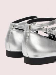 CUCCOO DOLLMOD 女士时尚银色踝带平底鞋 - 銀色 - 查看 8