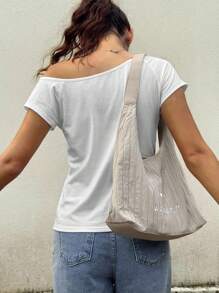 Jouncy Women's White Raglan Sleeve Short Sleeve Casual T-Shirt - White - View 2