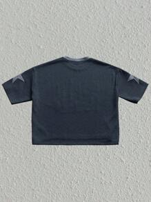 Manfinity VCAY Young Men's Casual Loose Knit Short Sleeve T-Shirt, Summer - Black - View 2